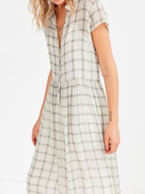 Cooperative Plaid Button-Front Midi Dress
